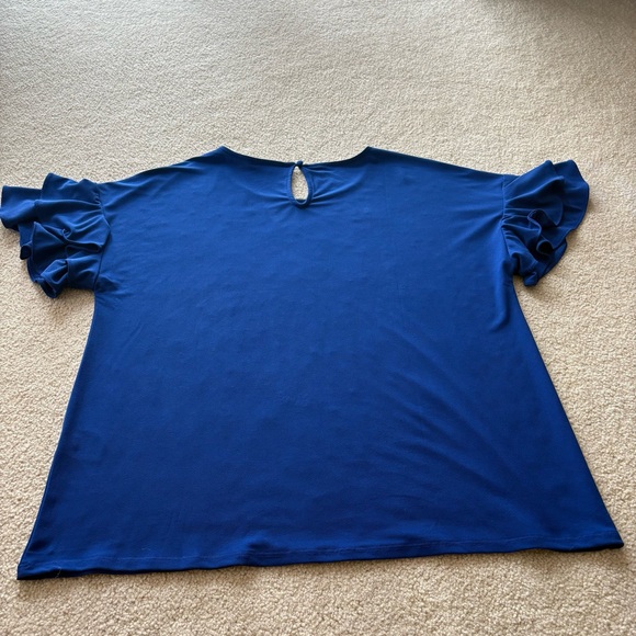 INC Blue Ruffle Sleeve Top - Picture 8 of 8